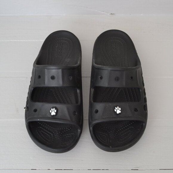 Crocs Unisex Black Slides Sandal Women's 8 Men's 6 Summer Slip-On Adult Classic - Picture 2 of 8